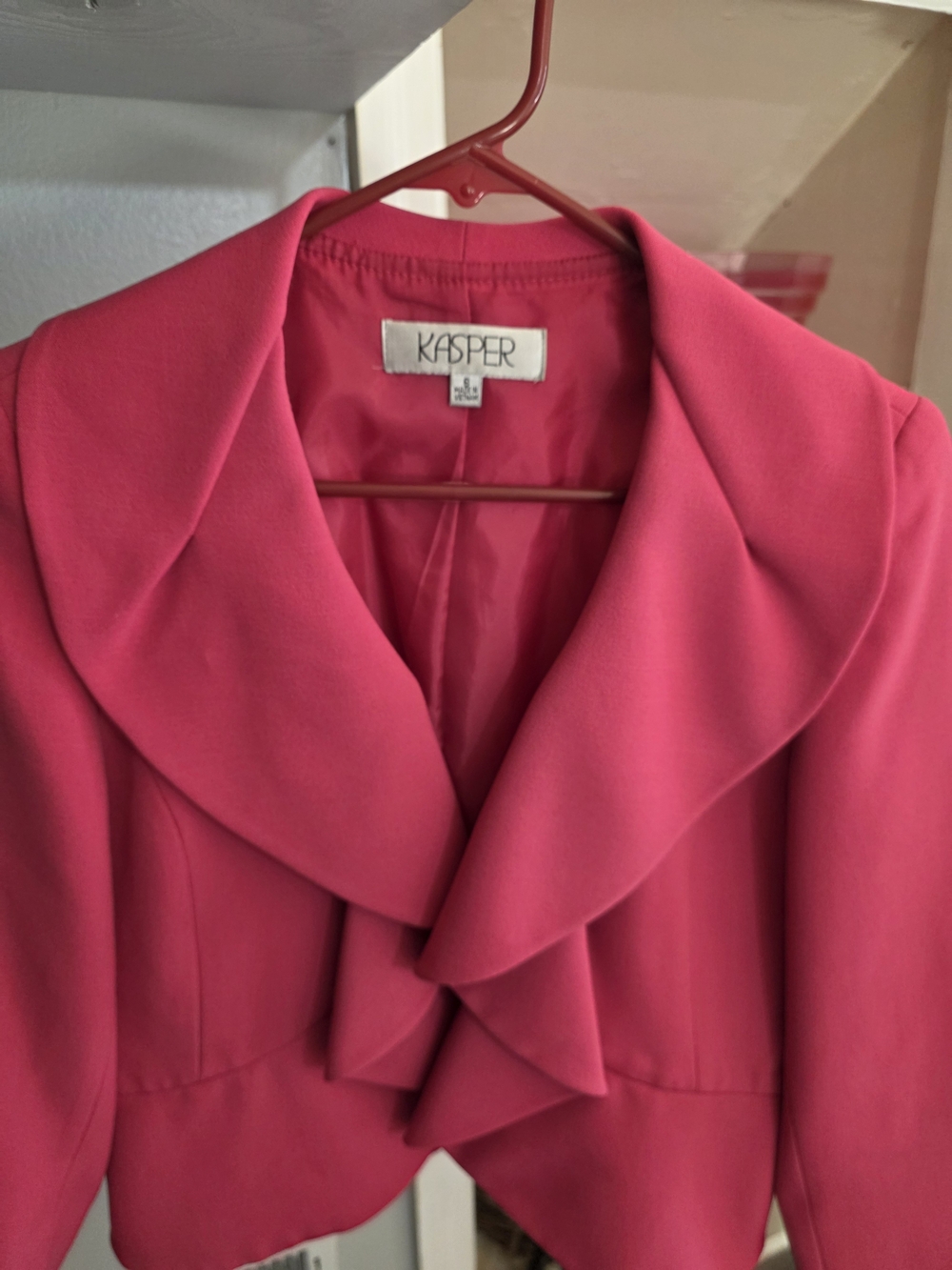 Kasper Hot Pink Ruffle-Front Blazer